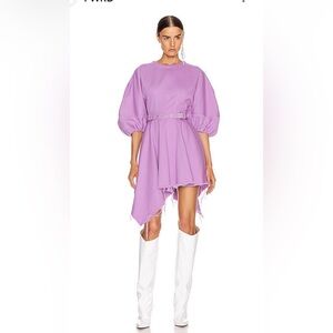 Marques’ Almeida Chic Asymmetrical Lavender Dress with Belt